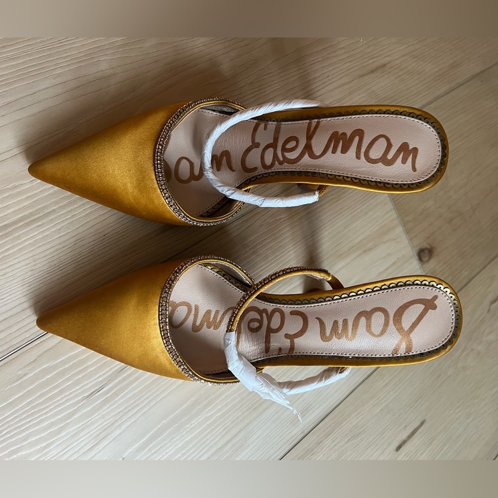 Sam Edelman Mustard Yellow Pointed Toe Slip-On Heels
